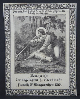 Andachtsbild Osterbeicht confessio paschalis S. MARGARETHA 1864 Wallfahrt