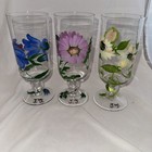 Set Of 3 Royal Danube Crystal Floral Ice Tea/Water Glasses  Signed 8 in — photo 1