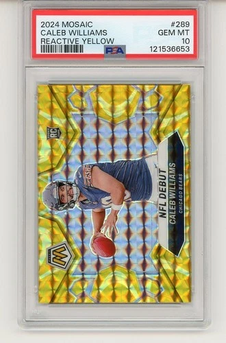 Caleb Williams 2024 Mosaic Football Rookie NFL Debut Reactive Yellow PSA 10