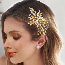 Bride Wedding Hair Comb Silver Crystal Hair Pieces Rhinestone Headpieces Bridal