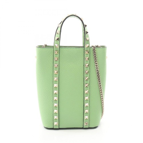 Valentino Garavani Rockstuds 2WAY Handbag Leather Green Used