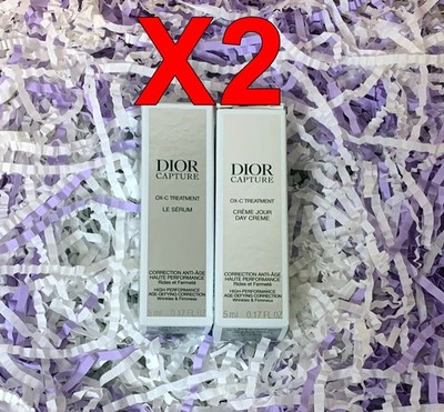 2 PC Set DIOR Capture Day Creme & Serum Ox-C Treatment Travel Size 2x 5 ml NIB