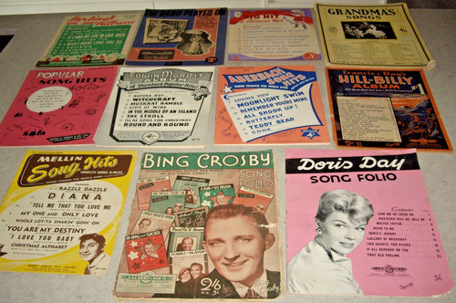 DORIS DAY, BING CROSBY & MORE *Lot of 11 SHEET MUSIC Booklets -1950's- 60's GC