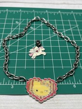 2011 Sanrio Hello Kitty Striped Winking Heart Chocker Necklace  Unicorn Charm