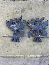 Vintage Cast Iron Decorative Wall Mounted Plant Pot Holder Oak Leaf Acorns