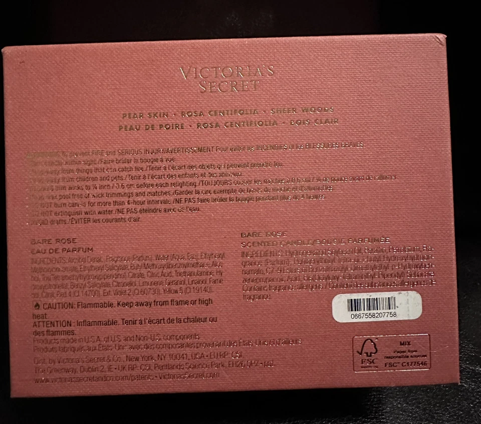 VICTORIA’S SECRET GIFT SET BARE ROSE PERFUME AND CANDLE NEW - Image 3 of 4