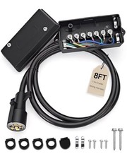7 Way Trailer Wiring Harness Kit 8 FT with 7 Way Trailer Junction Box, 8FT