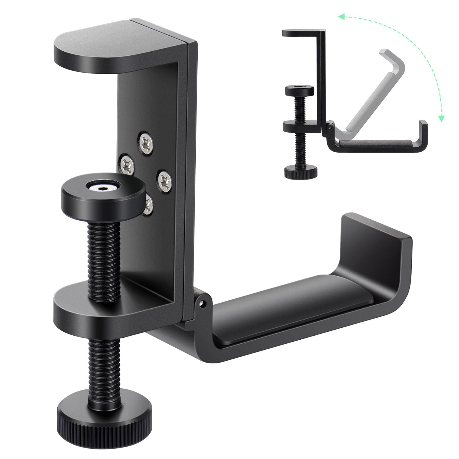 all aluminum foldable headphone holder for desk, headphone hook for desk,back...