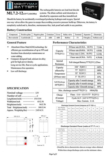 Mighty Max 12V 7AH Compatible Battery for RBC2 APC 300 BK400 BK280 BP280 - Picture 5 of 6