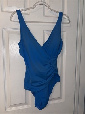 jantzen swimsuit 10 one piece Blue Wireless Bra NWOT