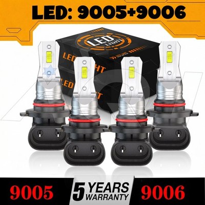 For GMC Yukon 2000-2006 LED Headlight 4 Bulb White High/Low Beam 9005 9006