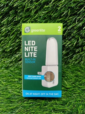 2 Pack Greenlite LED Plug-In Night Light with Dusk-to-Dawn Light Sensor