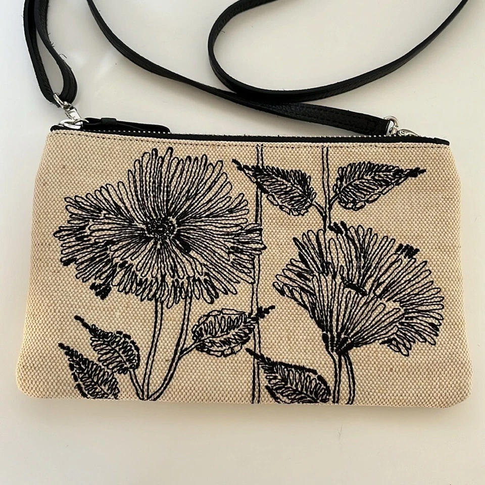 NWOT Brighton Wild Garden Embroidered Jute Crossbody Purse Flowers Floral New - Image 2 of 4