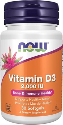 NOW Foods Supplements, Vitamin D-3 2,000 IU, High Potency- 30 Count