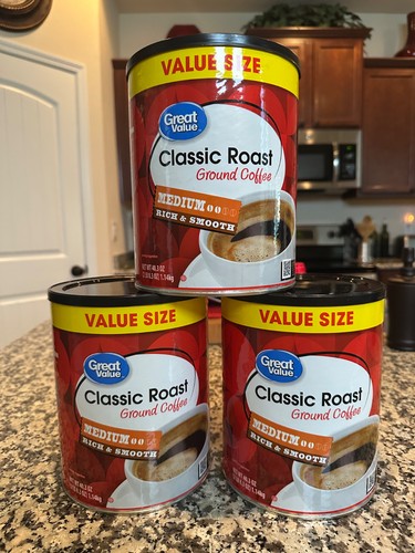 3-PACK Great Value Classic Medium Roast Ground Coffee, VALUE SIZE, 40.3 oz each