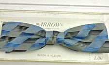 Vintage Mens Arrow Brand Bowtie Clip On Blue /Gray NOS