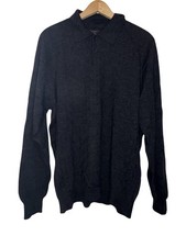 Toscsno Men s XL 100 Merino Wool Dark Gray Polo Sweater Made In Italy