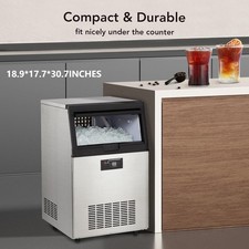 90LBS/24H Under Counter Ice Machine with 30 LBS Storage Adjustable Ice Thickness