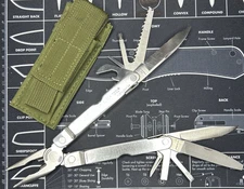 Vintage 0396 Leatherman Super Tool SS W/OD GRN Nylon Sheath MADE IN USA VGUC