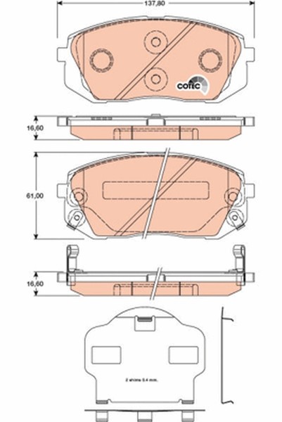 Bremsbelagsatz Scheibenbremse Cotec TRW GDB3461 FüR KIA Hyundai Carens Sportage-image