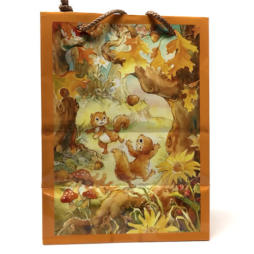 VINTAGE AMERICAN GREETINGS FALL AUTUMN WOODLAND SQUIRRELS GUFT BAGS SET OF 2