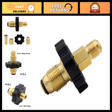 "LP Tank Adapter Plug Valve - Full Flow Propane Gas Fitting, 1/4" NPT Male, 3/8"