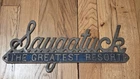 New ListingVintage Saugatuck Michigan Metal Sign - The Greatest Resort - One of a Kind