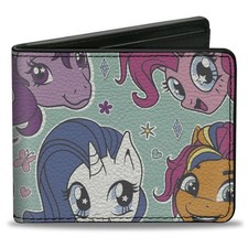 Buckle-Down Hasbro Wallet, Bifold, My Little Pony Faces 4.0" x 3.5", Teal