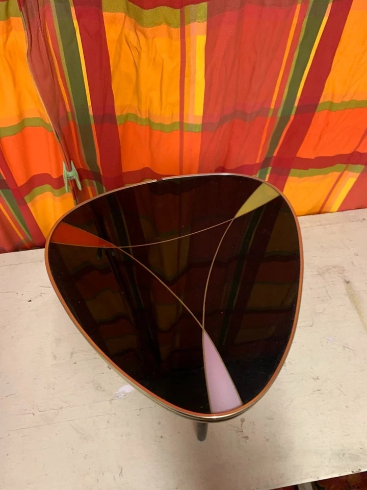 Magnifique Ancienne petite SELLETTE TRIPODE Verre VINTAGE Années 1970 - Photo 2/4