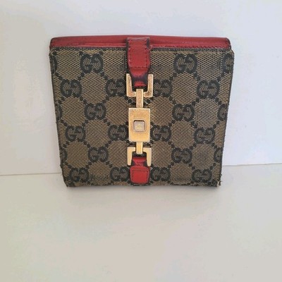 GUCCI GG Vintage Jackie Canvas Leather Wallet Monogram Bifold