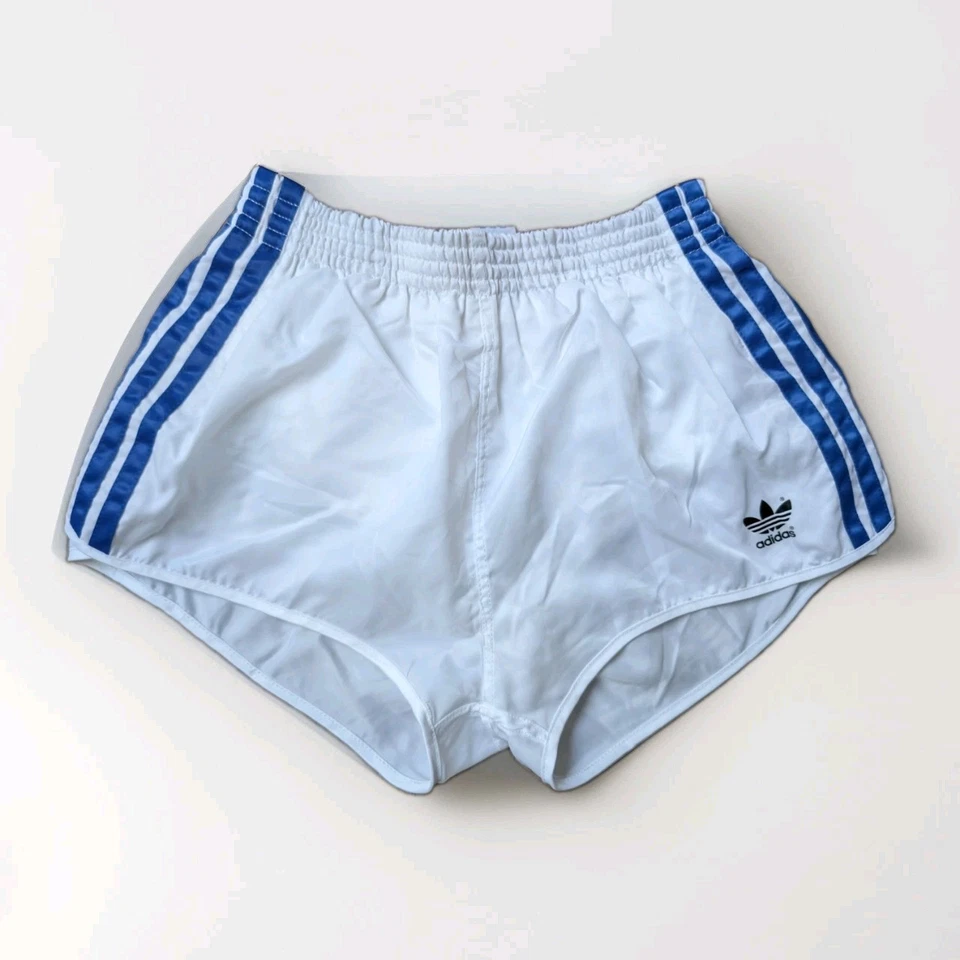 ADIDAS NEU Glanz Nylon Sprinter Shorts weiß D7 Vintage Laufen Sport Retro Gym - Bild 1 von 4
