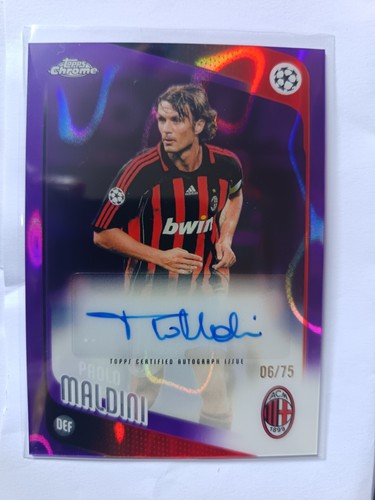 Paolo Maldini AC Milan Italy Legend Purple Wave Auto /75 Topps UCC Chrome