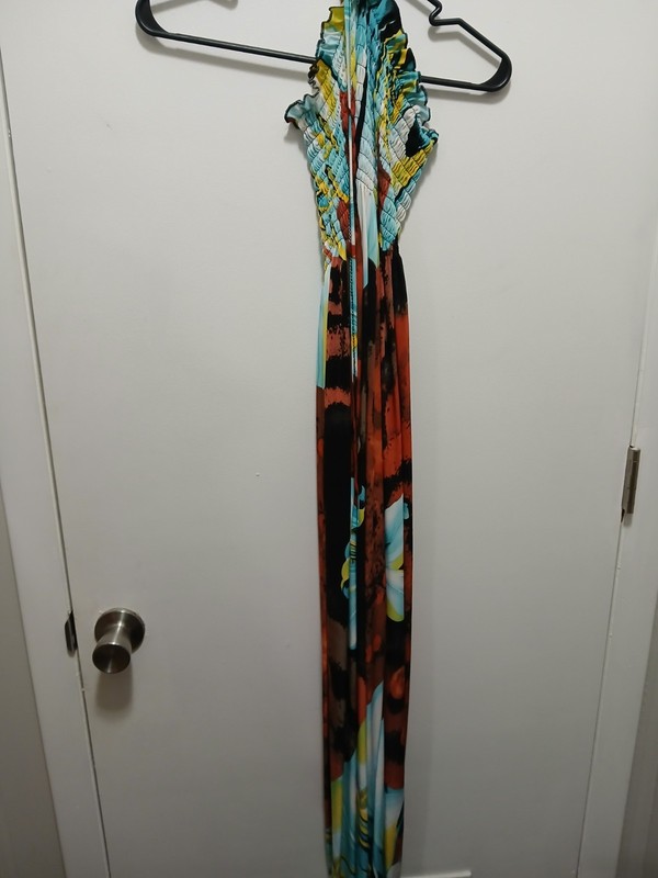 Womens Great For Summer/ Love Smocked Halter Tunic Top Neck Tie Sundress Sz L