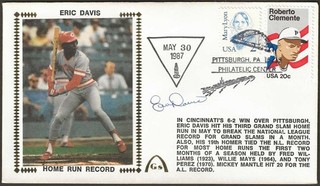 Eric Davis Signed Grand Slams Record Gateway Stamp Cachet Cincinnati Reds