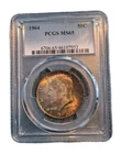 1964  Kennedy Silver Half Dollar PCGS MS65. Color