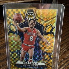 2023-24 Panini Mosaic - NBA Greats Julius Erving #292 Reactive Yellow  Prizm