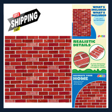 Red Brick Wall Backdrop Roll 4 x 30 Feet Water Resistant Holiday Party