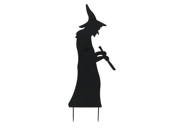INNA-Glas Deko Halloween Silhouette Hexe Spooky Witch, Schwarz, Metall, 110Cm-image
