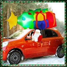 Leyndo 4ft Christmas Inflatable Car Roof Decoration with LED Lights Holiday Y...