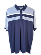 Callaway Mens Golf Polo Shirt Opti-Dri Short Sleeve SIZE L Blue Classic Stripe