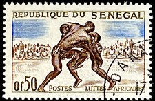 1961 Senegal Stamp x 1 - Wrestling - Cancelled