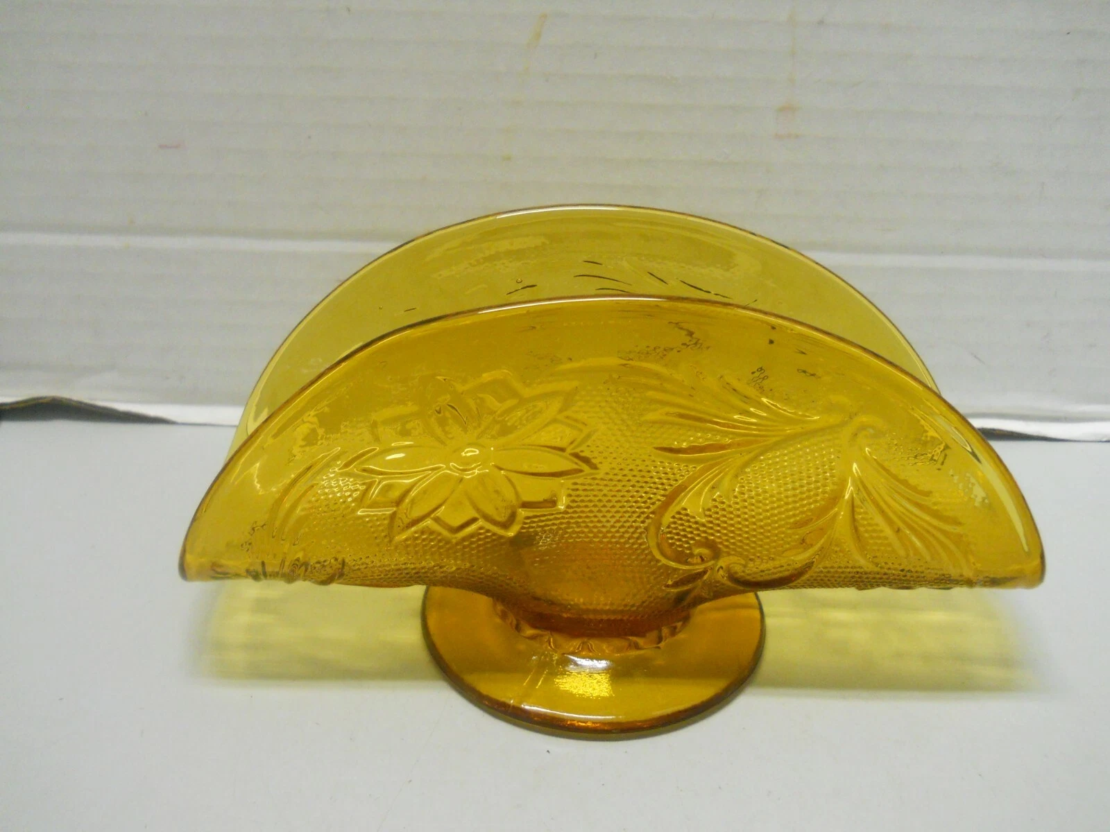 Vintage Indiana Tiara Pressed Sandwich Glass Amber Napkin Holder Letter Holder