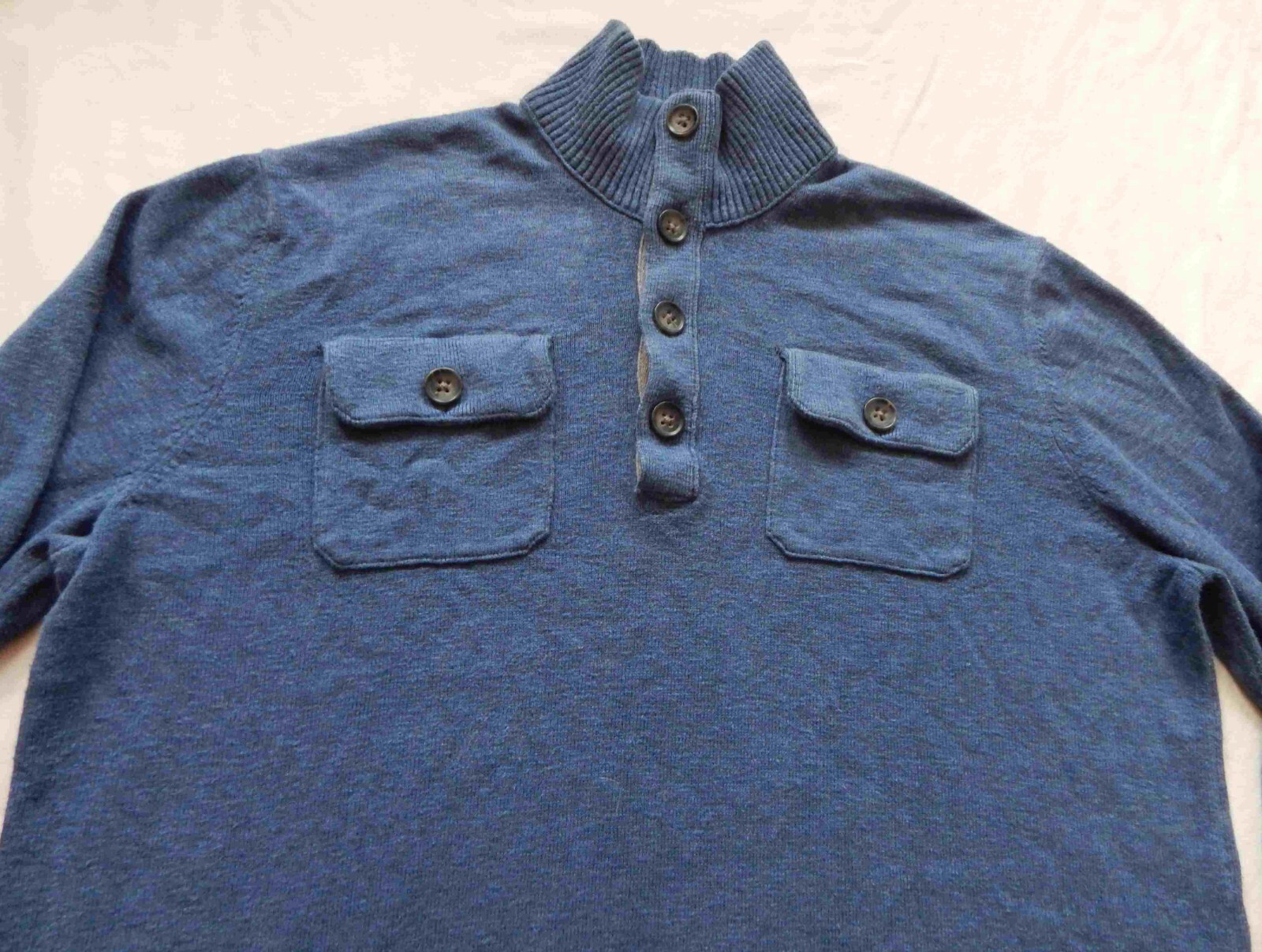 Solid Blue Henley Turtleneck Pullover Sweater - X… - image 7