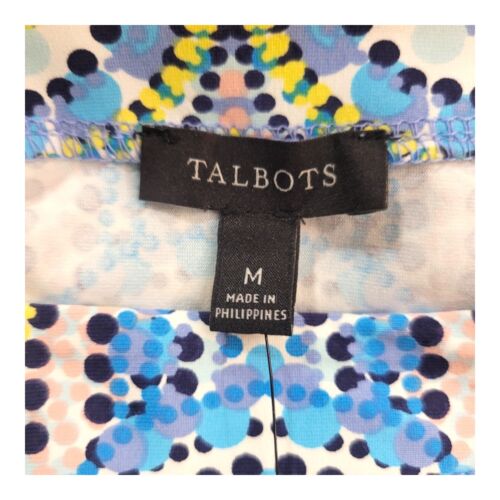 Talbots Shift Dress Medium Dotted Paisley Turquoise Midi Stretch ¾ Sleeve $129 - Picture 11 of 17