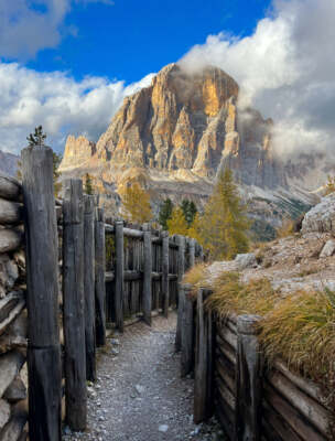 Tofana di Rozes Arising from the Trenches, Dolomites, Italy Orah Moore Art 20x26