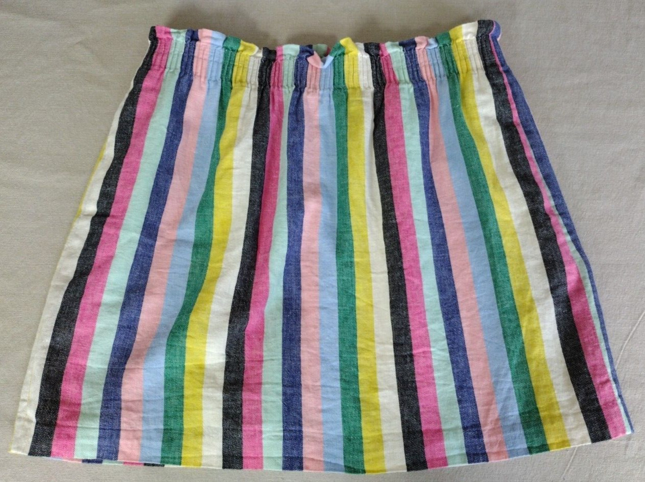 J. Crew Skirt Womens Size 8 Colorful Striped Mini Elastic Waist Linen Blend