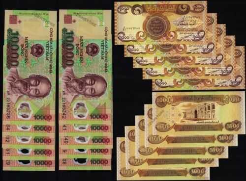 10 x 10,000 Vietnam Dong Banknotes New + 10 x 1000 Dinars Iraq 2018 Uncirculated - Picture 1 of 5