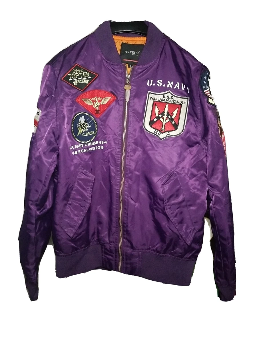 Men's Purple Da Fei Li Military Style Light Flight Jacket w