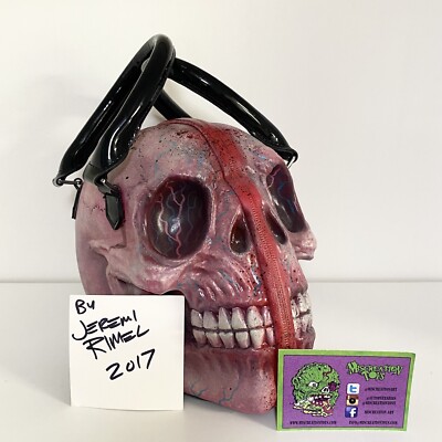 Signed Miscreation Toys Hand Painted Skull Purse Kreepsville Jeremi Rimel Artist