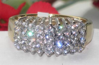 Damen Cluster Ring Gold cz Domform Kleid funkelnd 1,5 Karat 18kt 1376